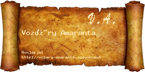 Vozáry Amaranta névjegykártya